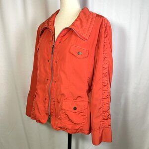 TanJay Petites Jacket Orange Snap Pockets Lightweight Retro Style Size 10P